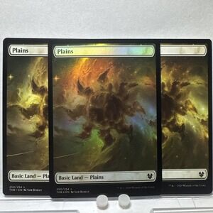 MTG Plains Theros Beyond Death Foil & 2 Base Full Art Constellation Cards 250